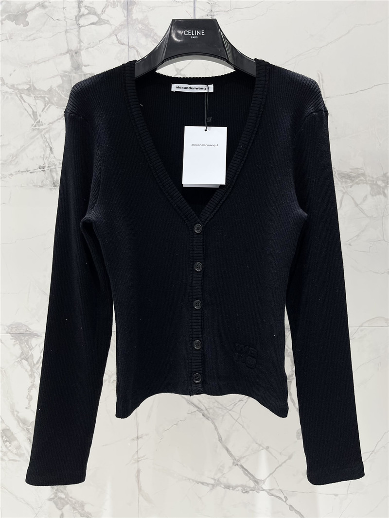 A1exa*der wang logo knitted cardigan in black
