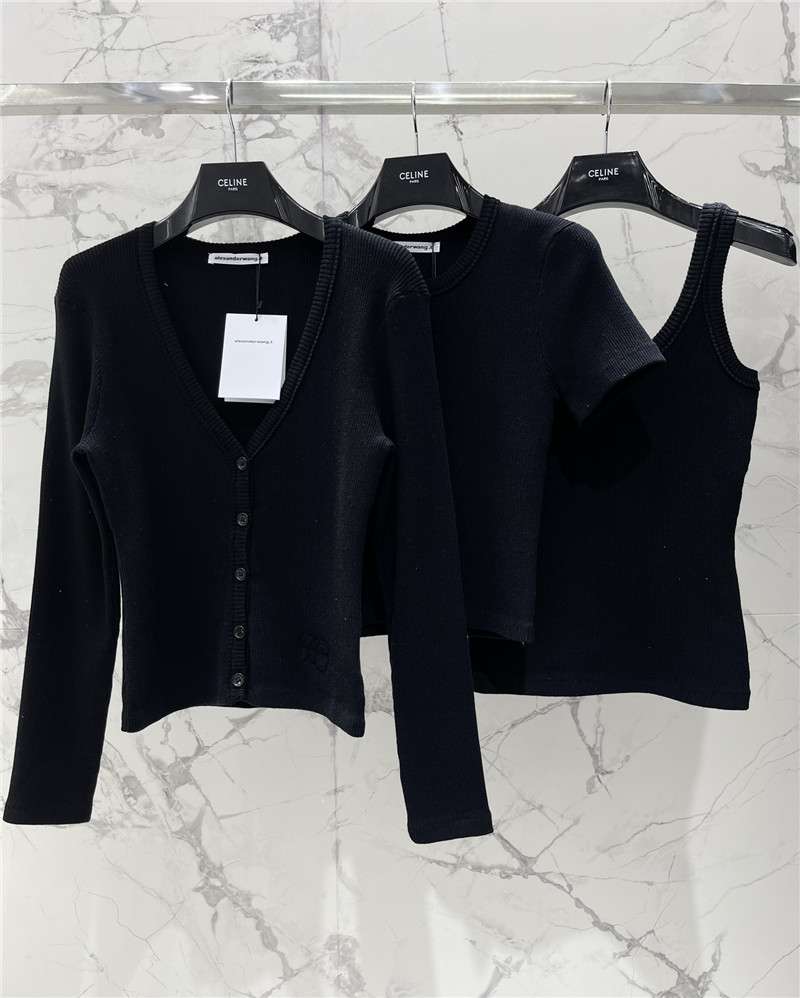 A1exa*der wang logo knitted cardigan in black