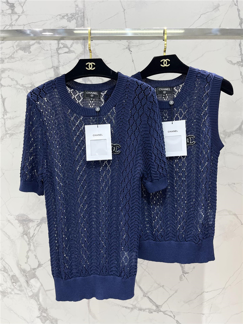 Ch**el knitted short sleeves cheap designer replica clothes
