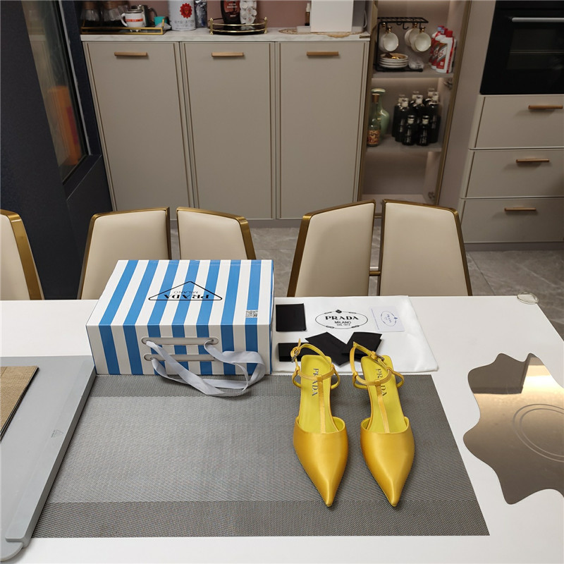 Prada Leather Slingback Pumps in Yellow