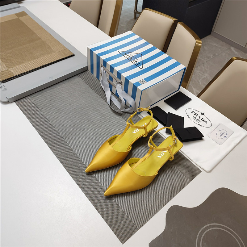 Prada Leather Slingback Pumps in Yellow