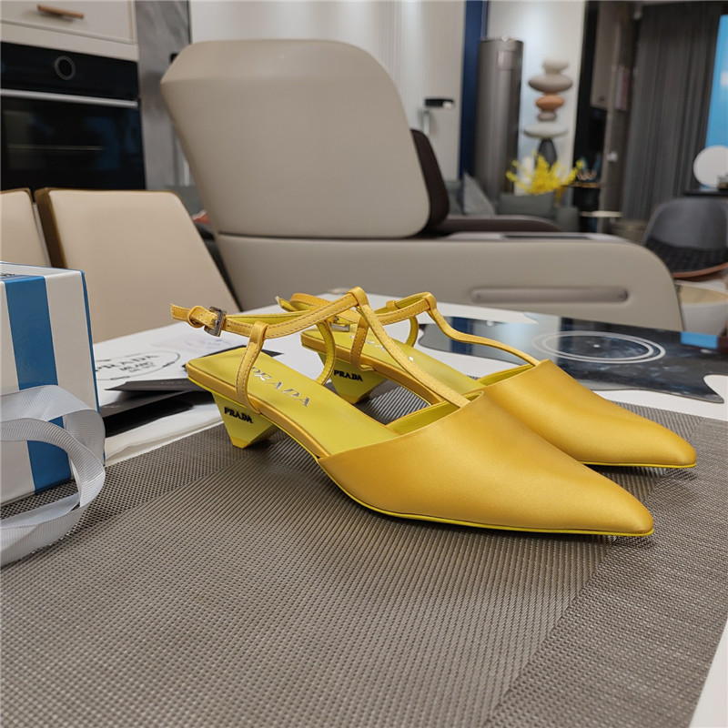 Prada Leather Slingback Pumps in Yellow