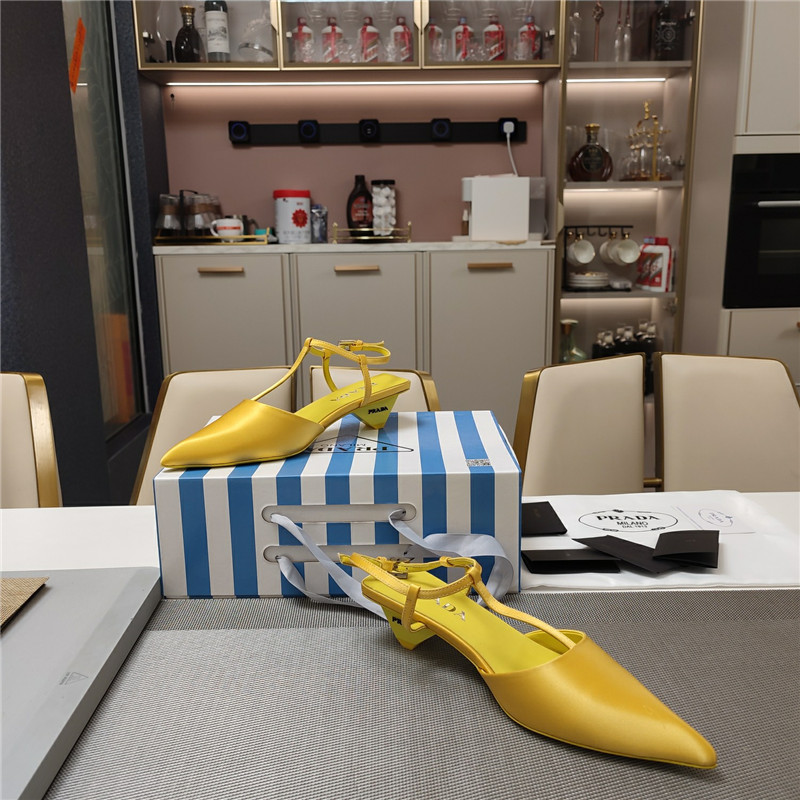 Prada Leather Slingback Pumps in Yellow