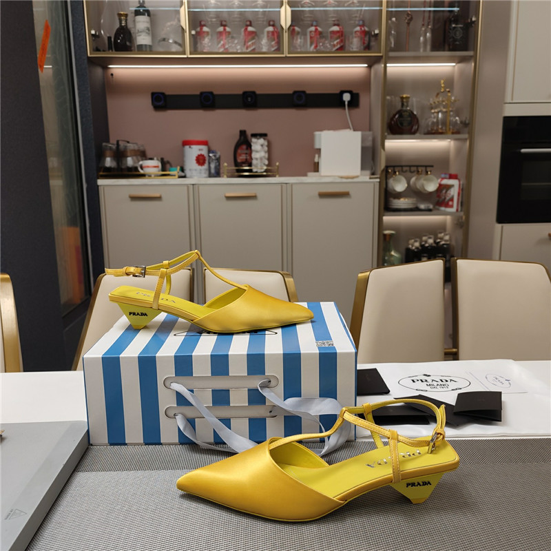 Prada Leather Slingback Pumps in Yellow