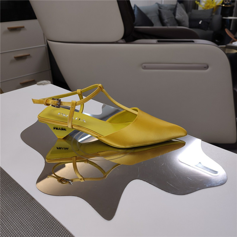 Prada Leather Slingback Pumps in Yellow