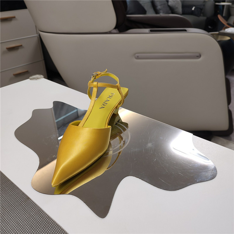 Prada Leather Slingback Pumps in Yellow