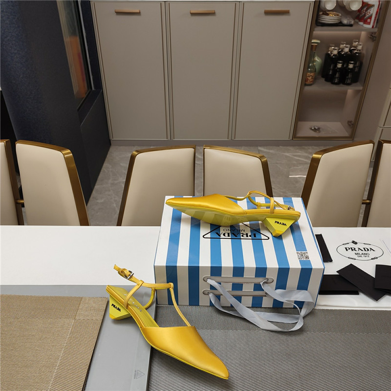 Prada Leather Slingback Pumps in Yellow