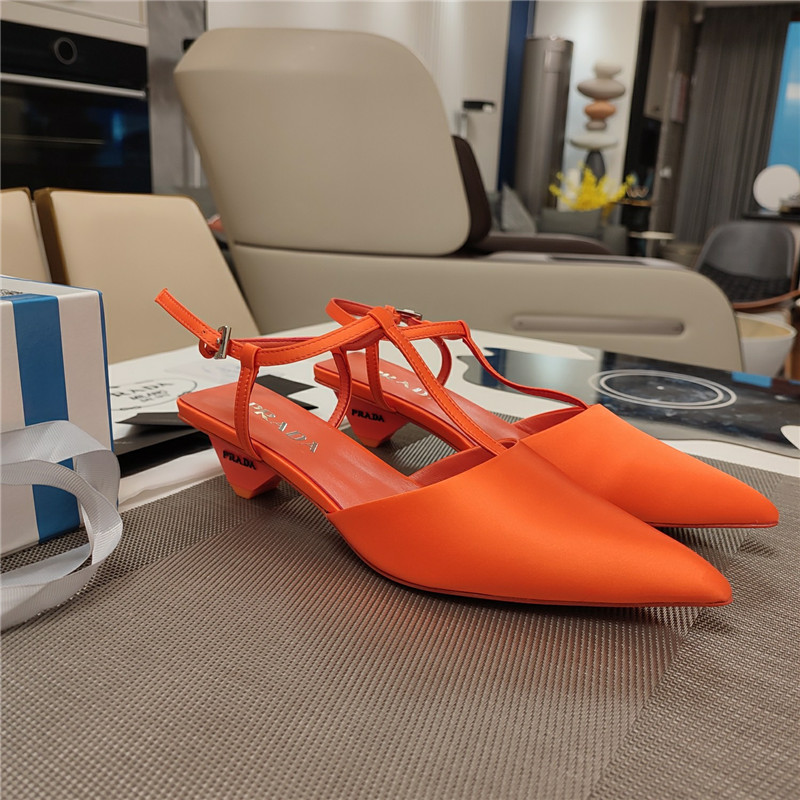 Prada Leather Slingback Pumps in Orange