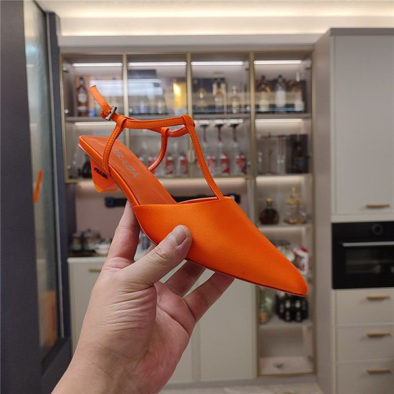 Pra*a leather slingback pumps in orange
