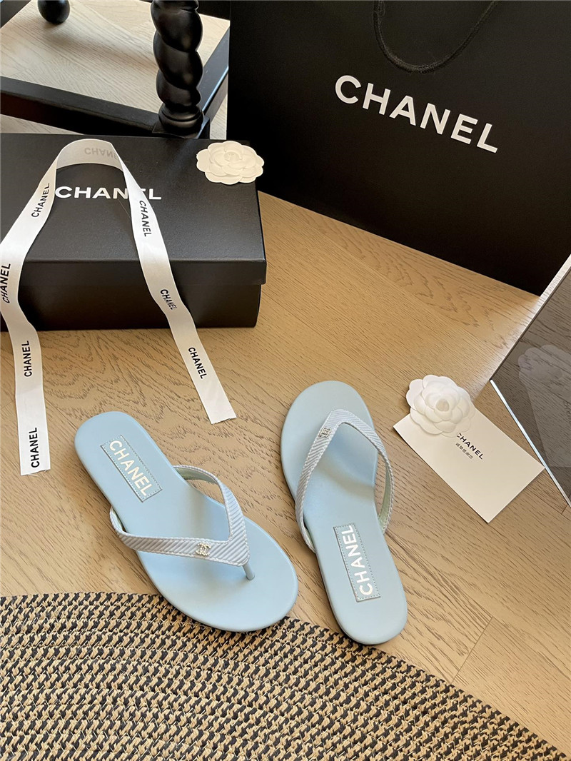 Ch**el flat blue flip flops