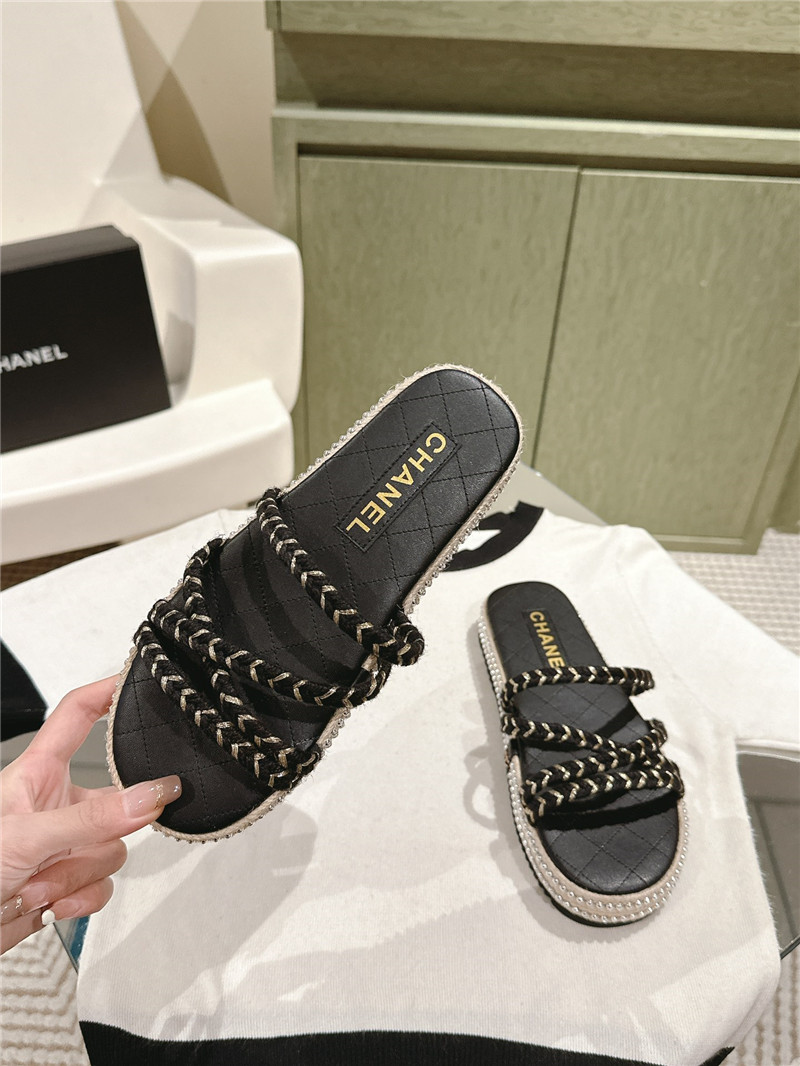 Ch**el logo espadrilles black slides