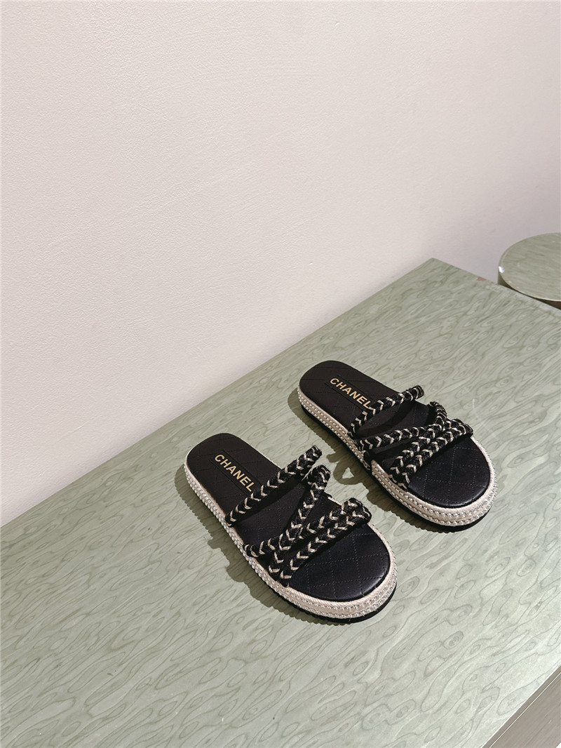 Ch**el logo espadrilles black slides