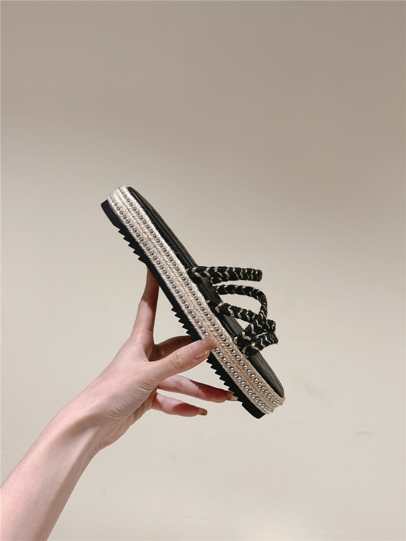 Ch**el logo espadrilles black slides