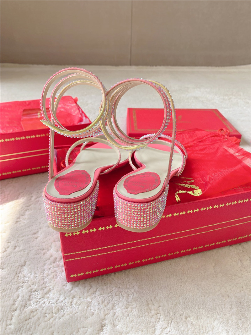 Rene Caovilla Cleo 35mm Crystal-Embellished Sandals in Pink