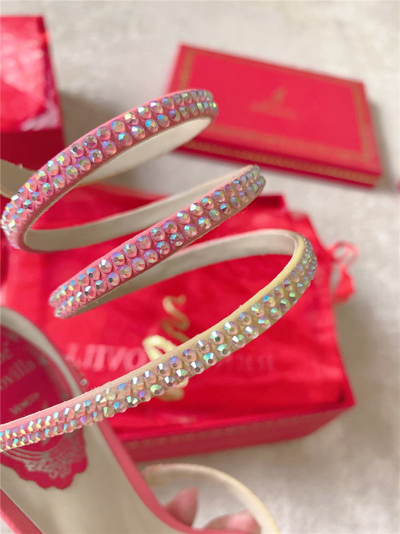 Rene Caovilla Cleo 35mm Crystal-Embellished Sandals in Pink