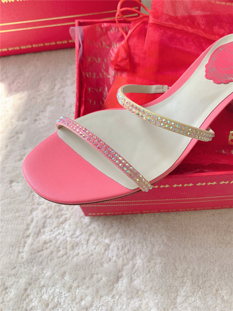 Rene Caovilla Cleo 35mm Crystal-Embellished Sandals in Pink