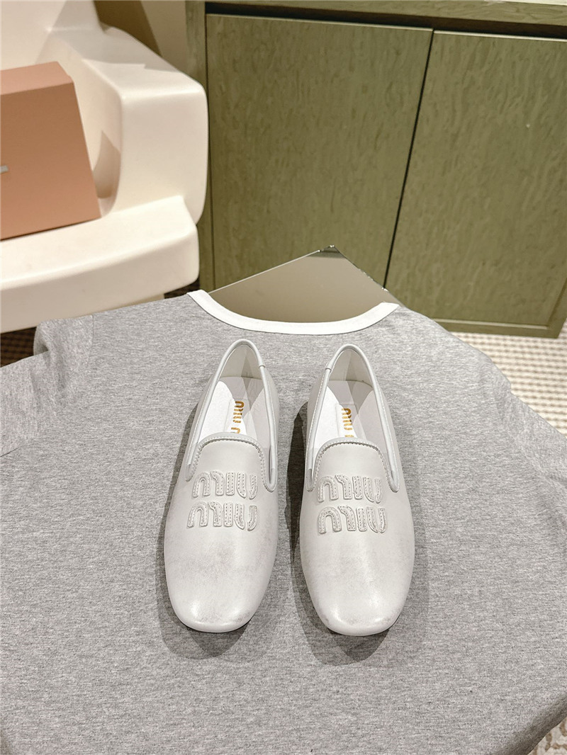 Miu Miu White Leather Loafers