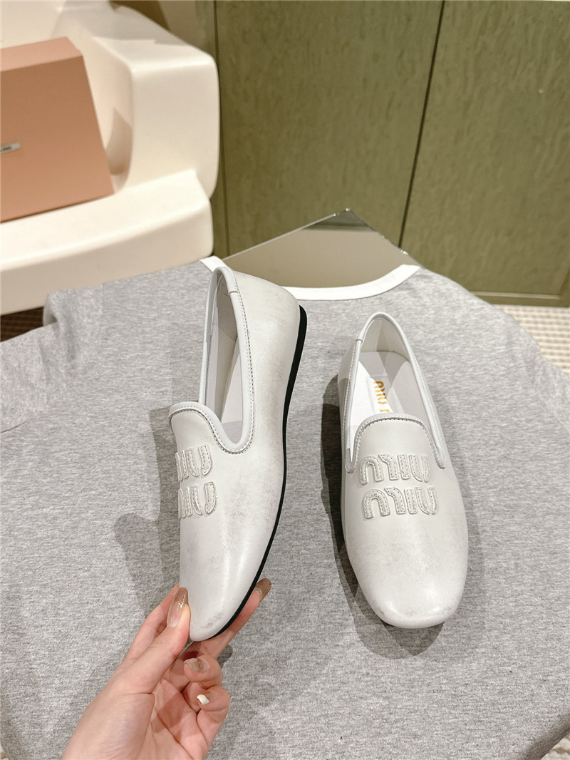 Miu Miu White Leather Loafers
