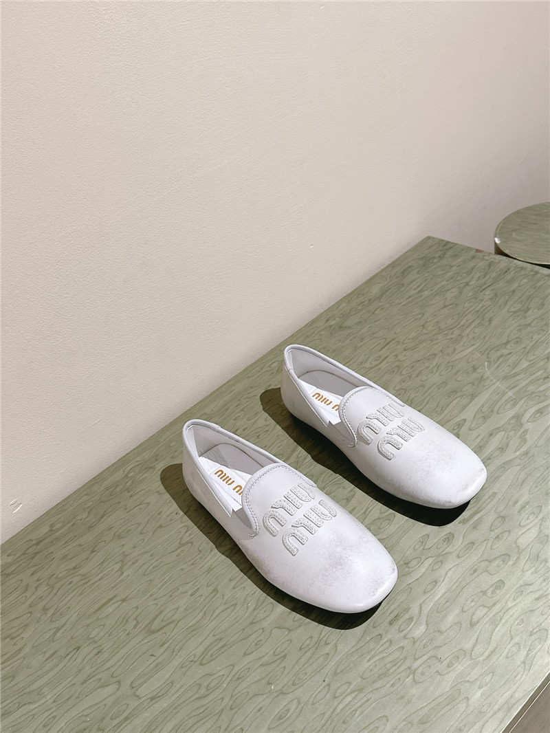 Miu Miu White Leather Loafers