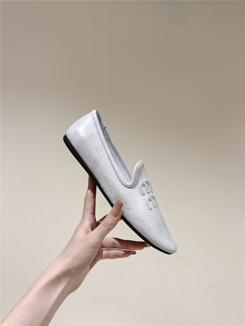 Miu Miu White Leather Loafers