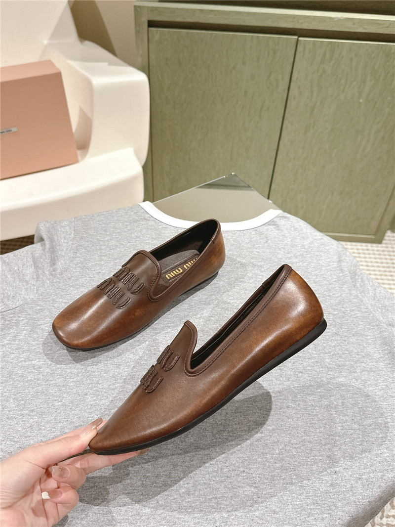 Miu Miu Brown Leather Loafers