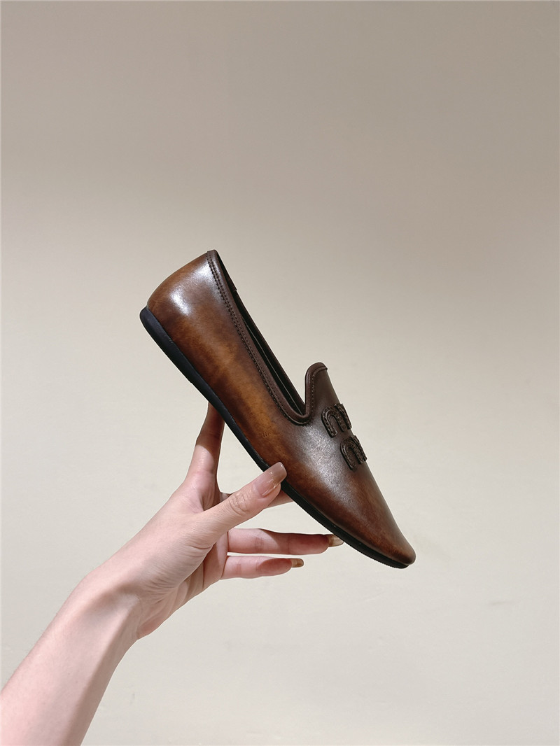 Miu Miu Brown Leather Loafers