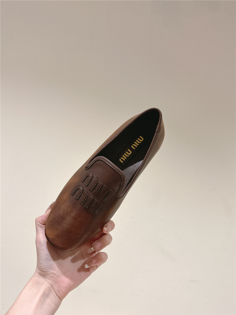 Miu Miu Brown Leather Loafers