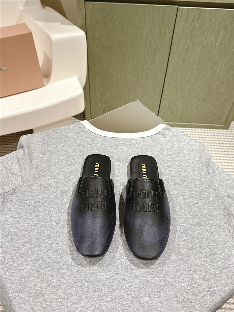 Miu Miu Blue Covered Flat Mules