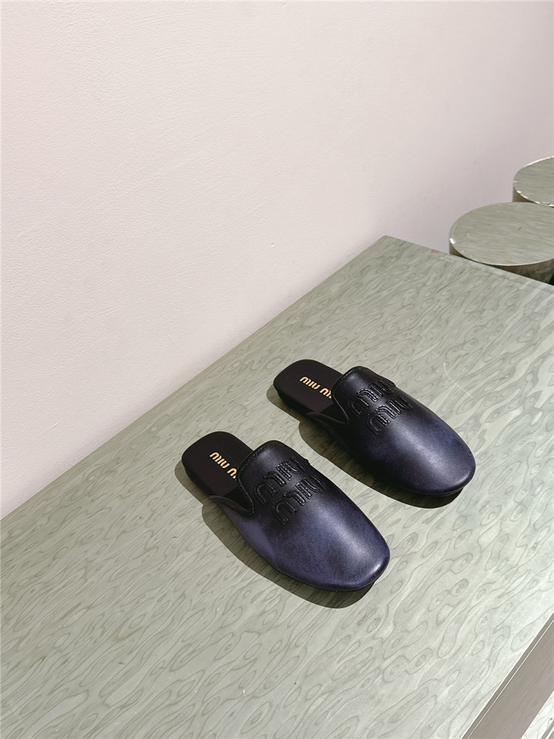 Miu Miu Blue Covered Flat Mules