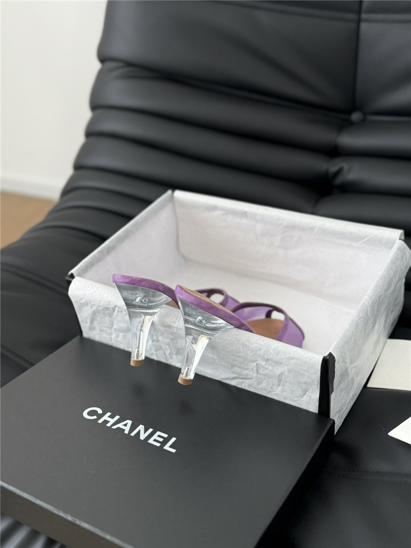 Ch**el mesh grosgrain logo mules purple