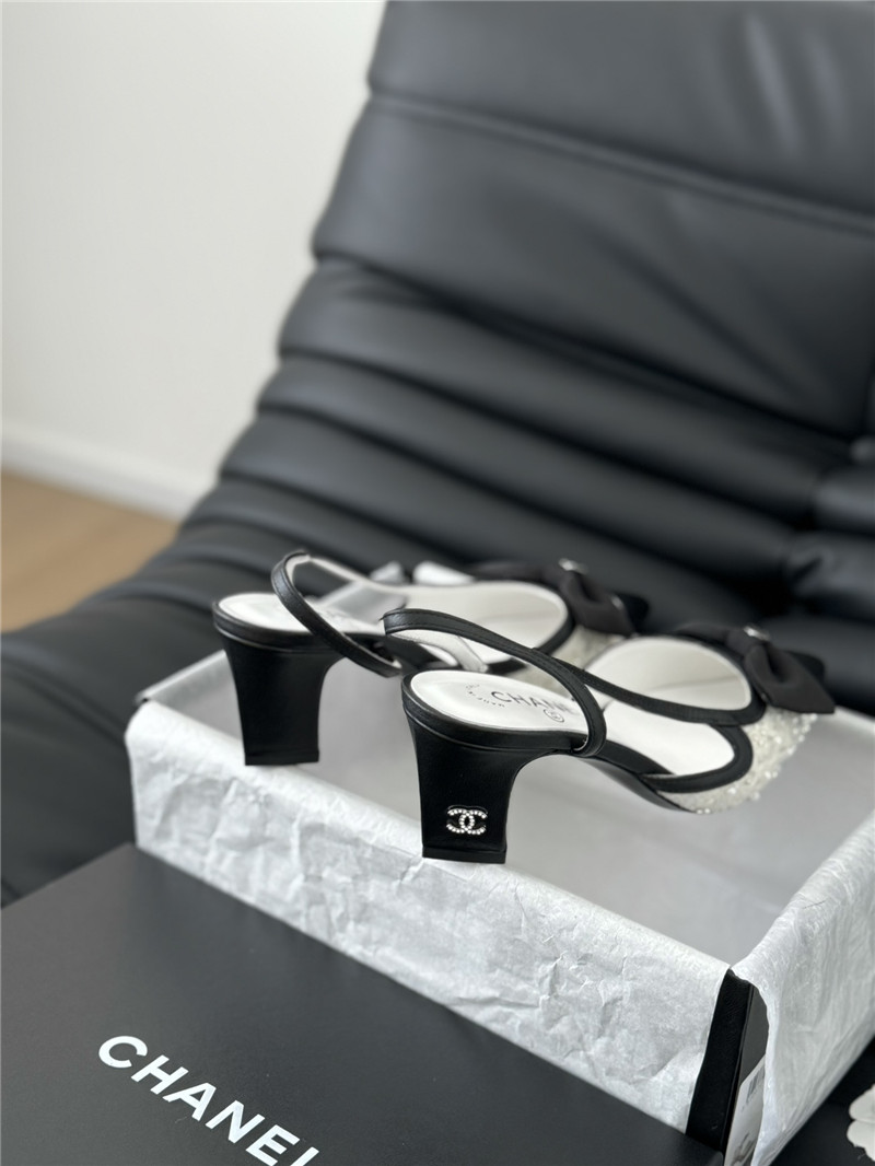 Ch**el butterfly knot slingback white