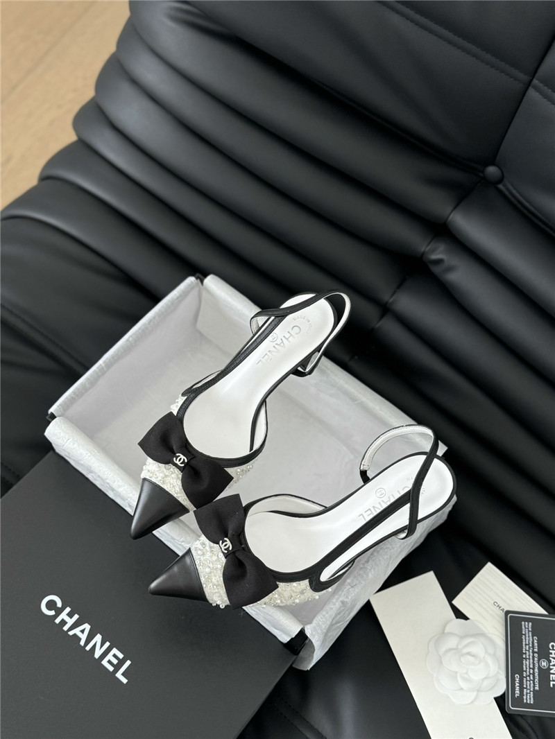 Ch**el butterfly knot slingback white