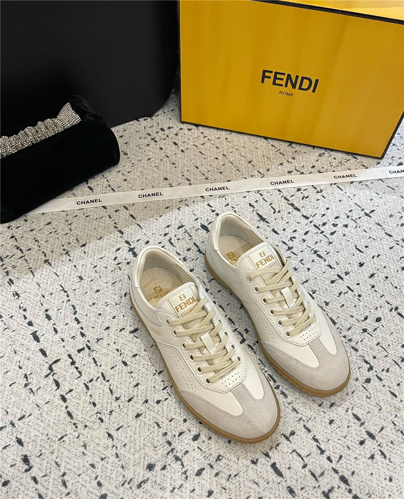 F**di lace-up logo silver sneakers