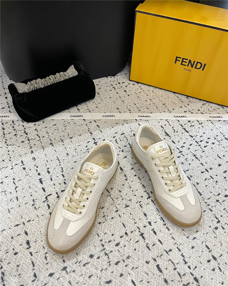 F**di lace-up logo silver sneakers