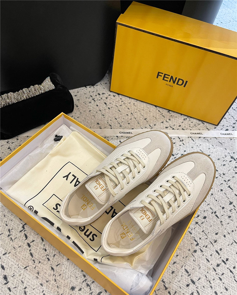 F**di lace-up logo silver sneakers