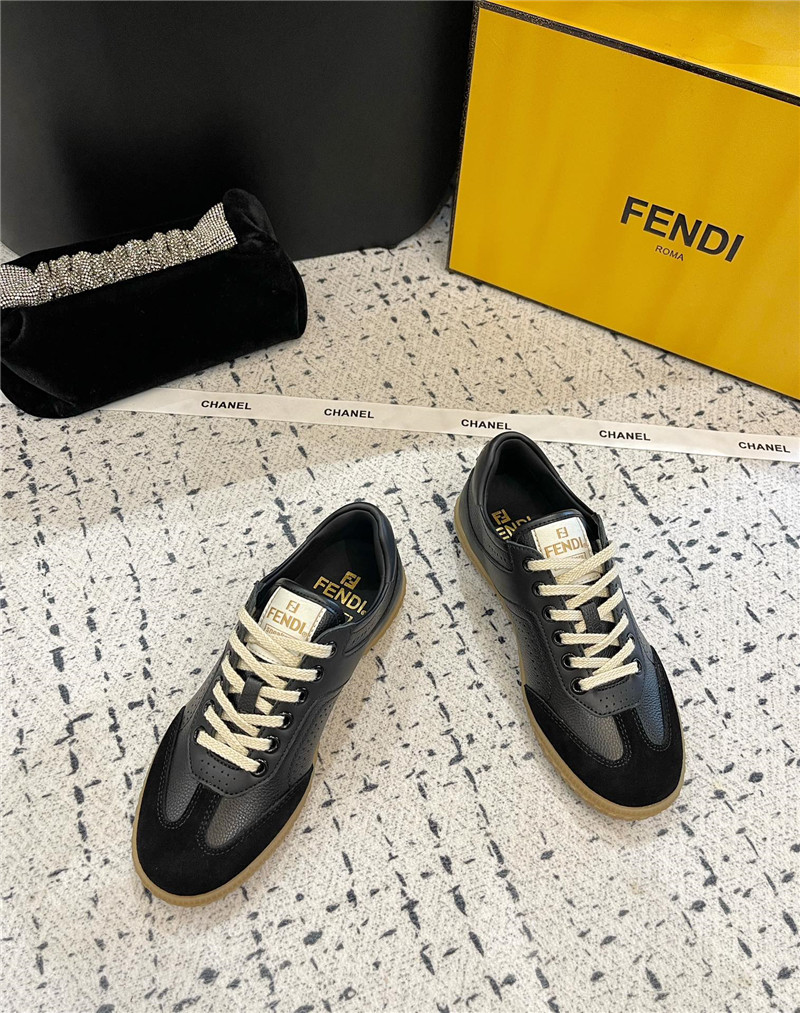 F**di lace-up logo black sneakers
