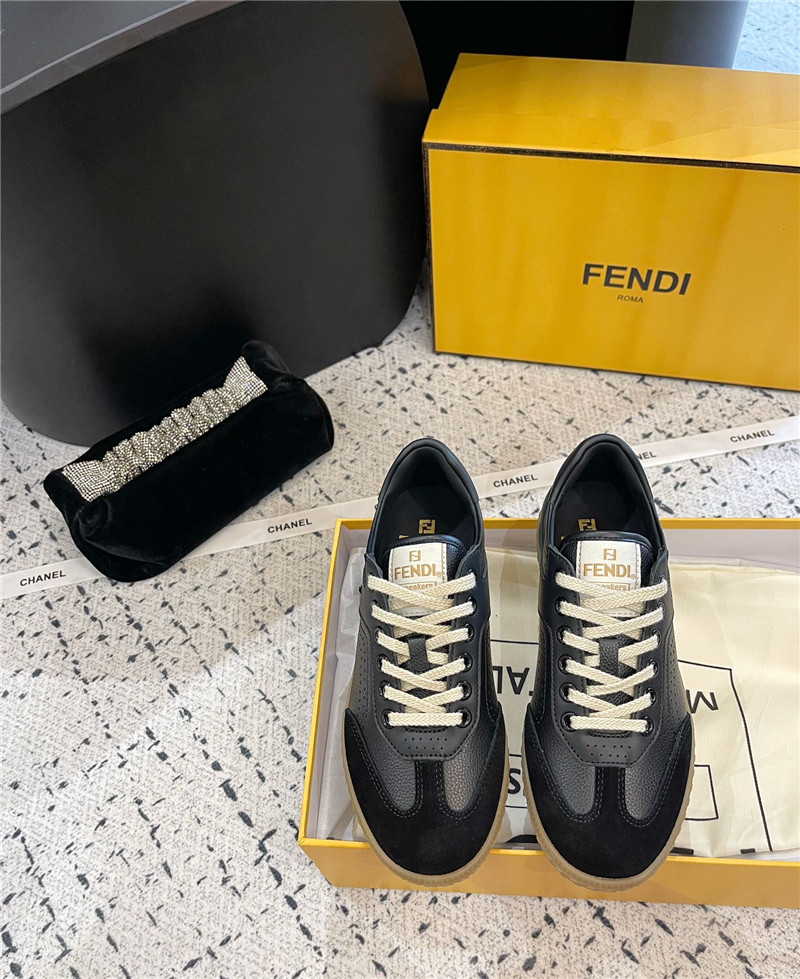 F**di lace-up logo black sneakers