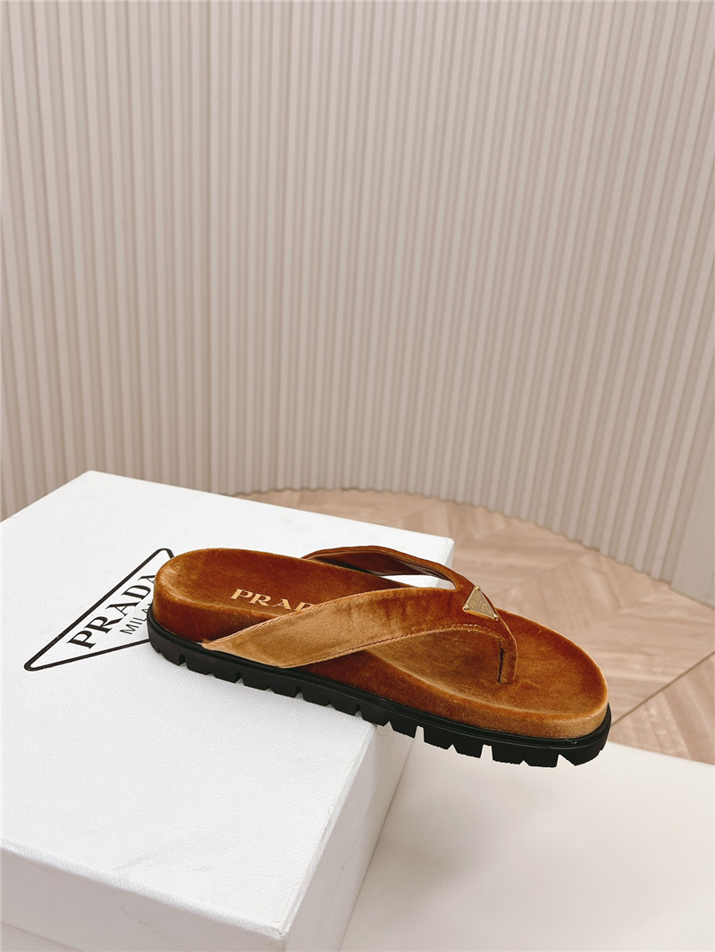 Prada Velvet Thong Flip-flops in Brown