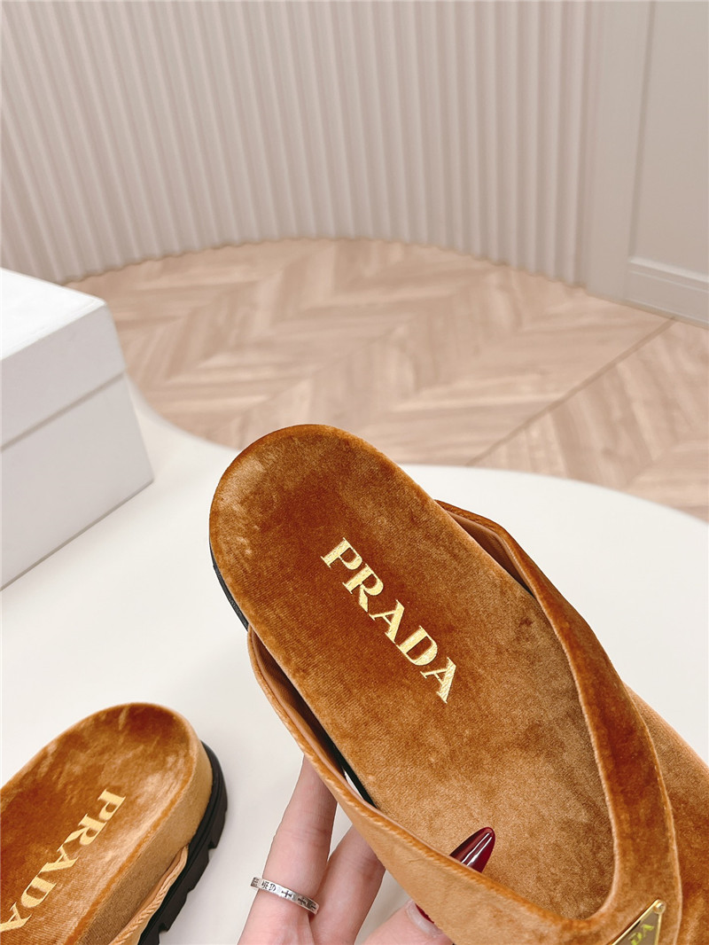 Prada Velvet Thong Flip-flops in Brown