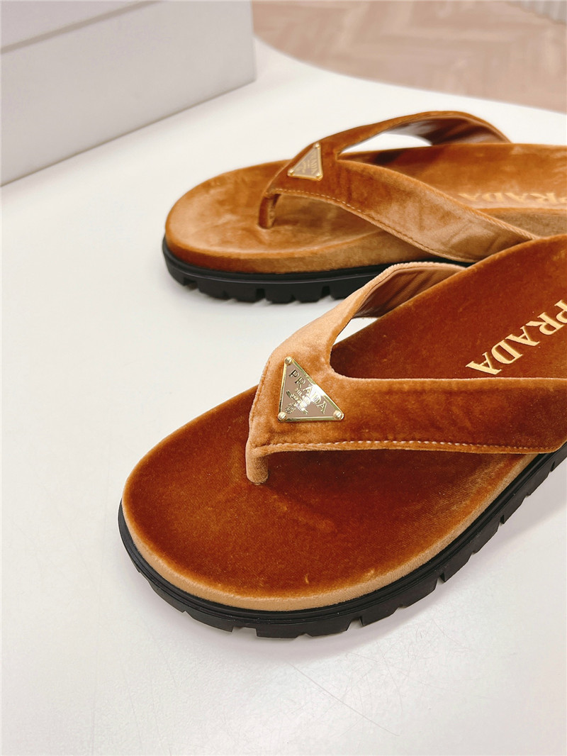 Prada Velvet Thong Flip-flops in Brown