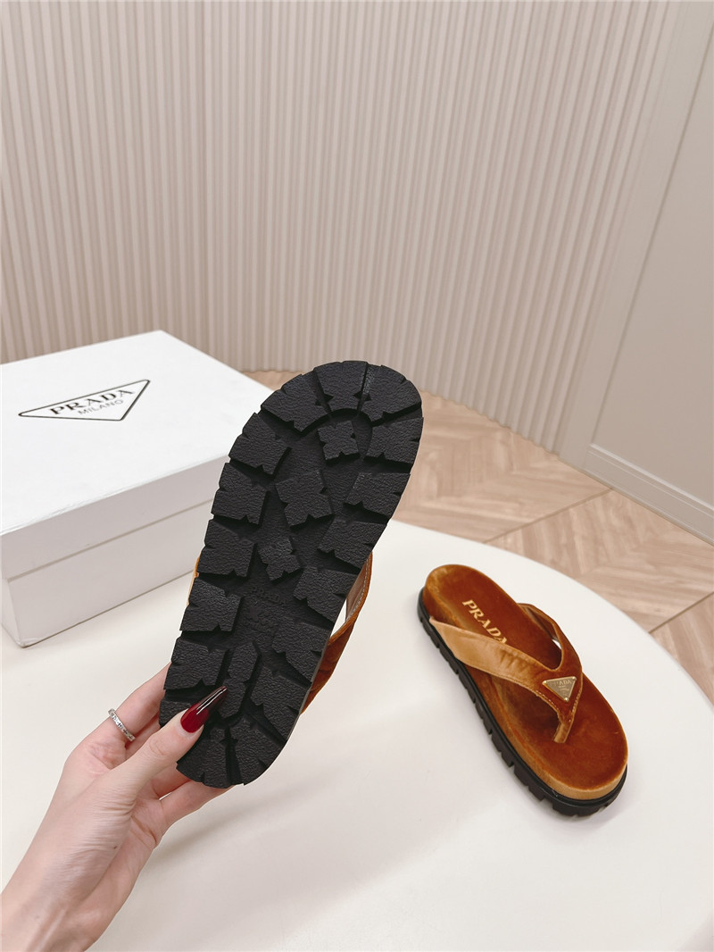 Prada Velvet Thong Flip-flops in Brown