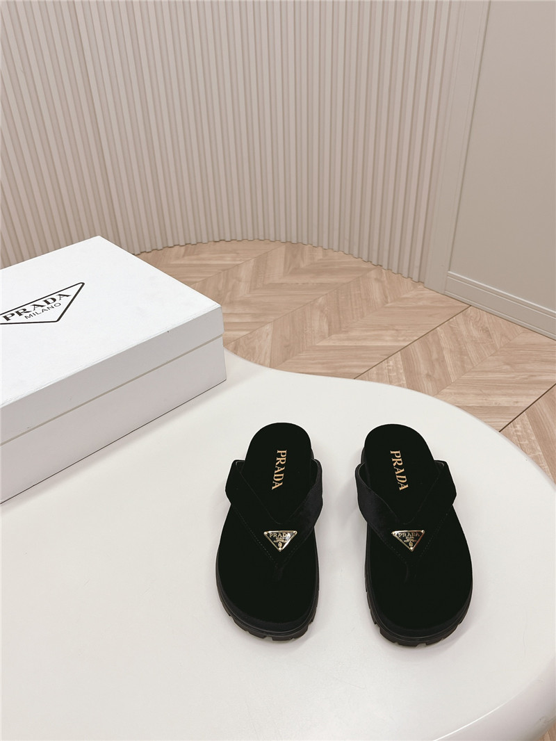 Pra*a velvet thong flip-flops in black