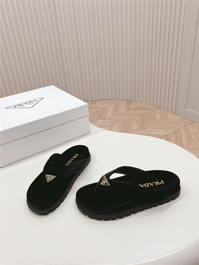 Prada Velvet Thong Flip-flops in Black
