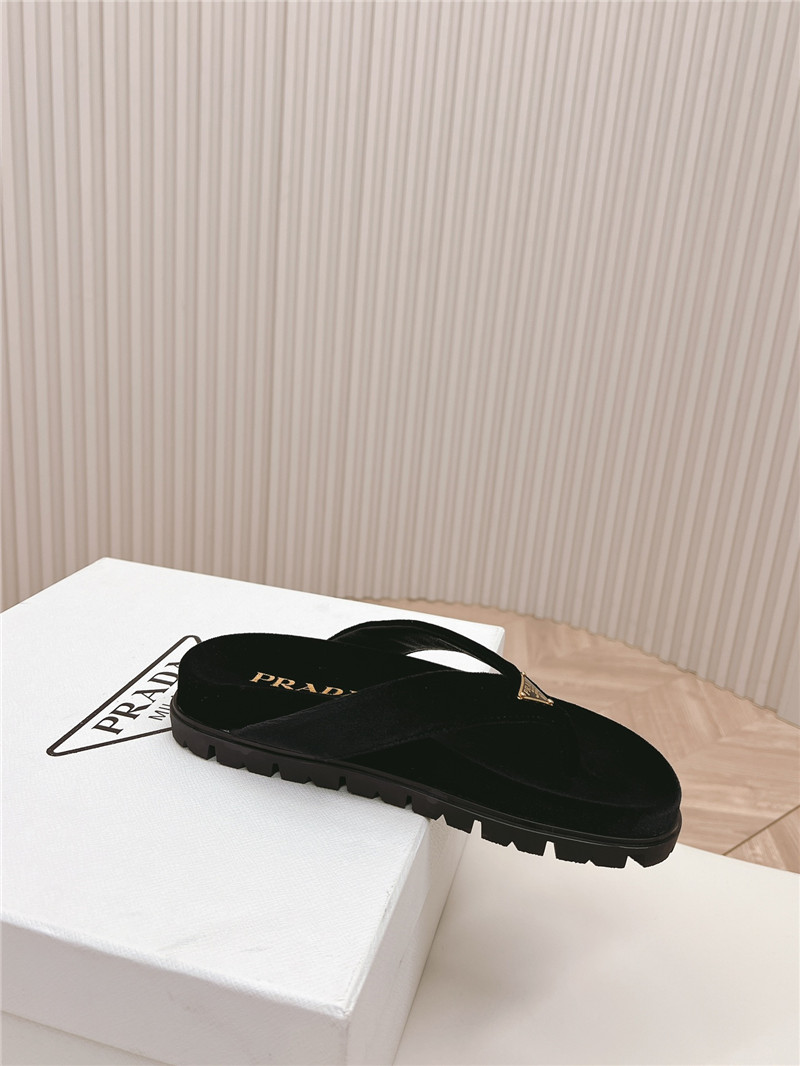 Pra*a velvet thong flip-flops in black