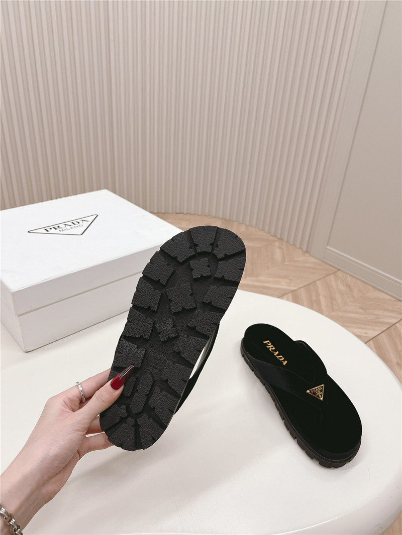 Pra*a velvet thong flip-flops in black