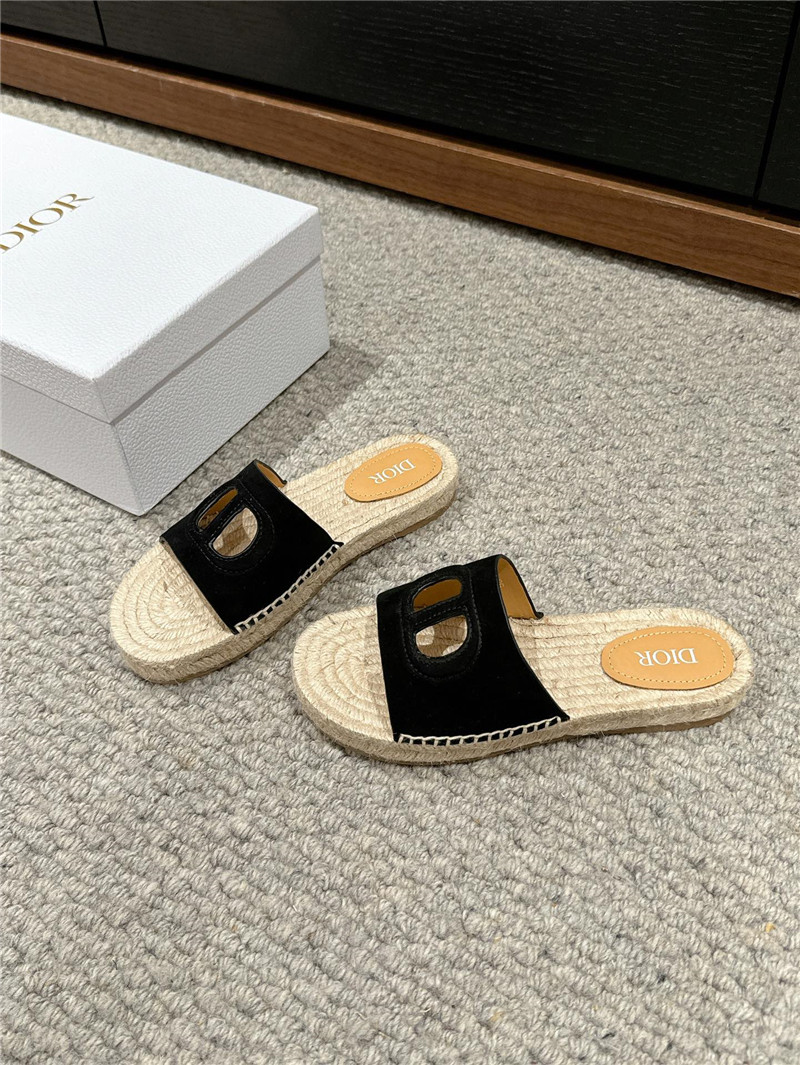 D10r cd suede espadrille slides black
