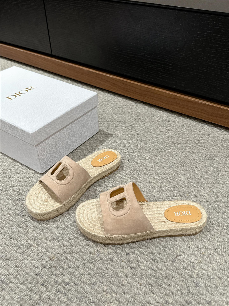 Dior CD Suede Espadrille Slides Beige