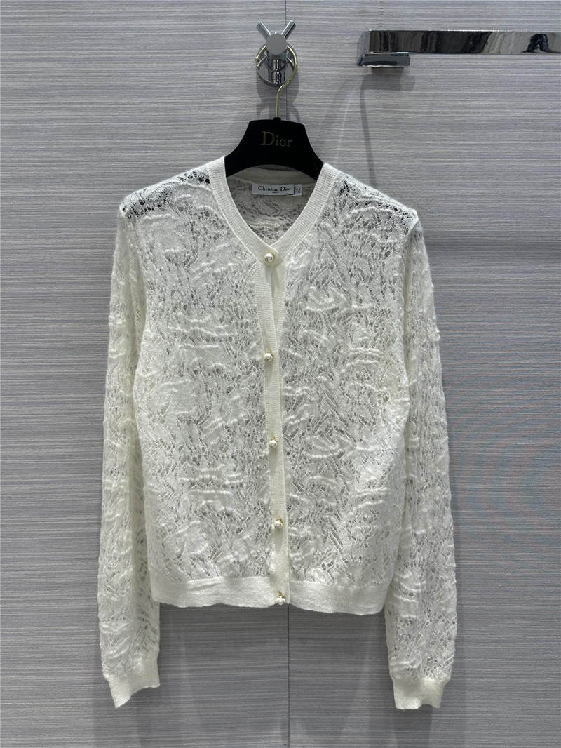 D10r lace knit cardigan in off-white