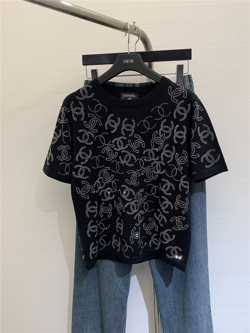 ch**el bright D1am0nd knitted short-sleeved replicas clothes