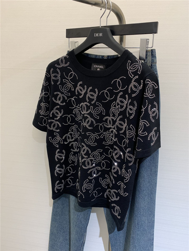 ch**el bright D1am0nd knitted short-sleeved replicas clothes